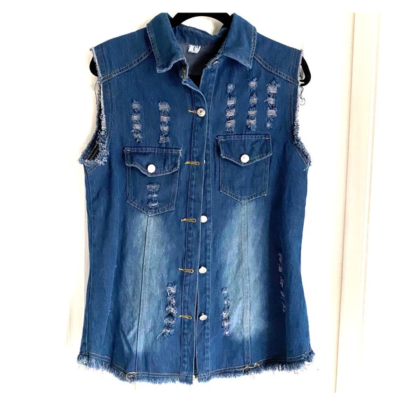 Sleeveless Jean Jacket - Picture 1 of 2